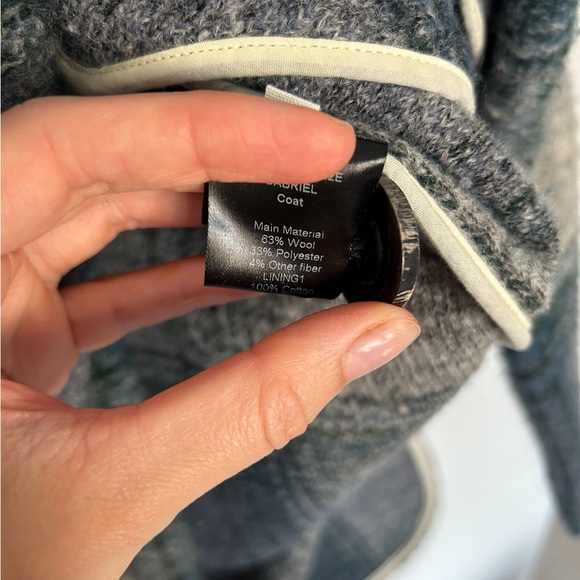 Isabel Marant Etoile navy blue plaid wool overcoat, size FR 38, slight pilling - Picture 4 of 5